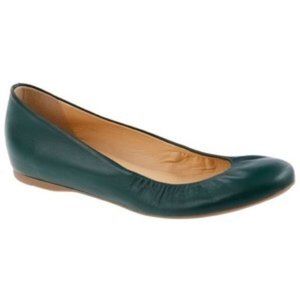 J. Crew Green Leather Cece Ballet Flat Size 9.5